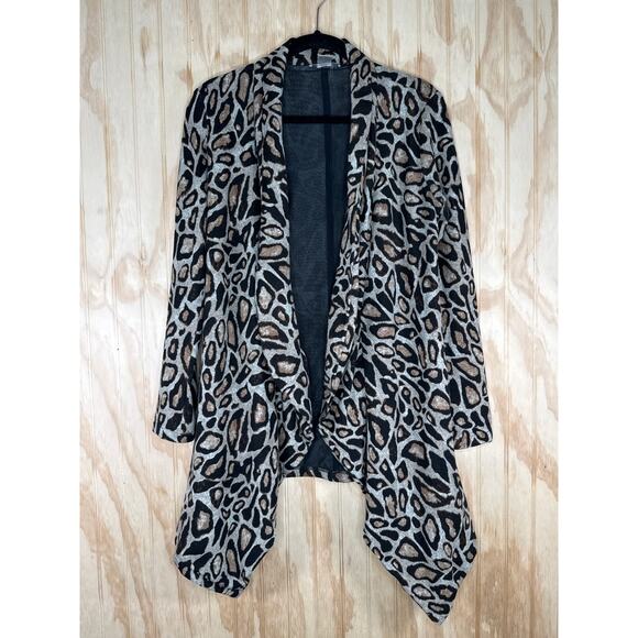 Alberto Makali Animal Print Asymmetric Open Front Jacket Cardigan Small - Picture 4 of 7